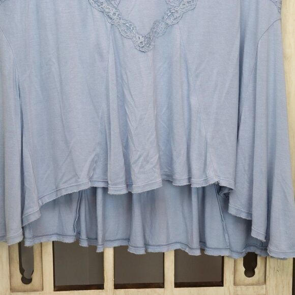 Free People Abigail Lace Oversized Boho Swing Tee Drapey Blouse - Picture 5 of 9